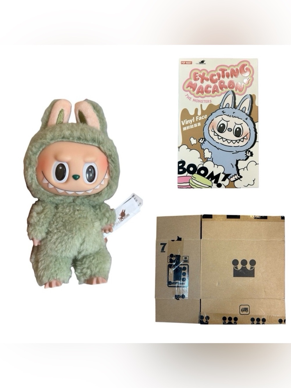 Authentic POP MART Labubu Monsters EXCITING MACARON Plush Vinyl Face GREEN GRAPE